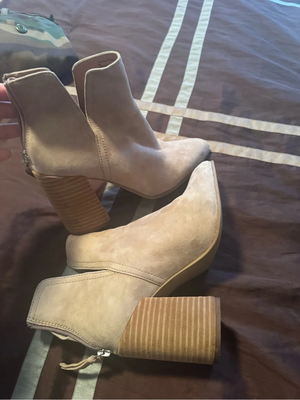 Steve Madden Taupe Suede Pointed Ankle Booties